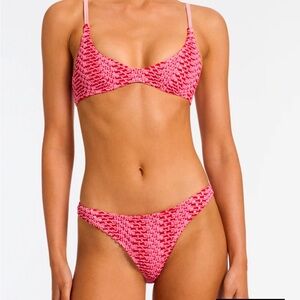 Crotchet pink triangl bathing suit set